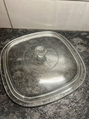 REPLACEMENT LID CORNINGWARE P-9-C-1 Clear Glass Square Lid with Knob